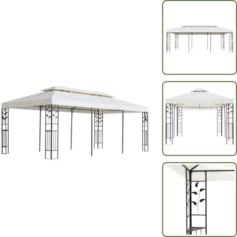 Sombra - vidaXL Cenador con doble techo acero blanco 6x3 m - Ventilación