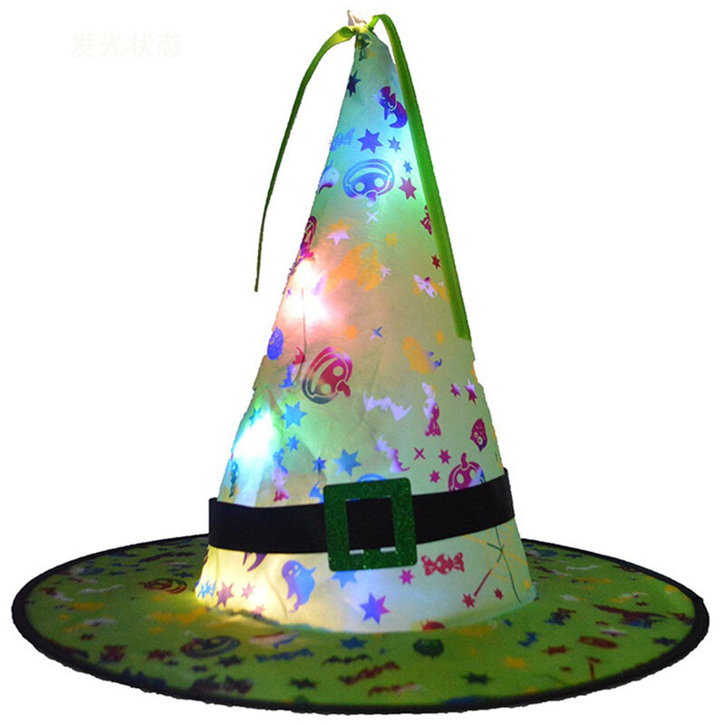 

Happyshopping - Sombrero de Halloween que cuelga el sombrero LED iluminado Decoraciones de Halloween Sombrero de bruja brillante Luces para