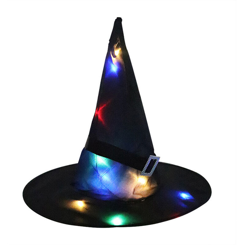 

Happyshopping - Sombrero de Halloween Sombrero de bruja iluminado colgante Decoraciones de Halloween Sombrero de bruja brillante Luces para