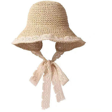 Comhats Sombrero de paja plegable para mujer en la playa sombrero de ala ancha sombrero de verano para el jardín protección solar UV50+ 