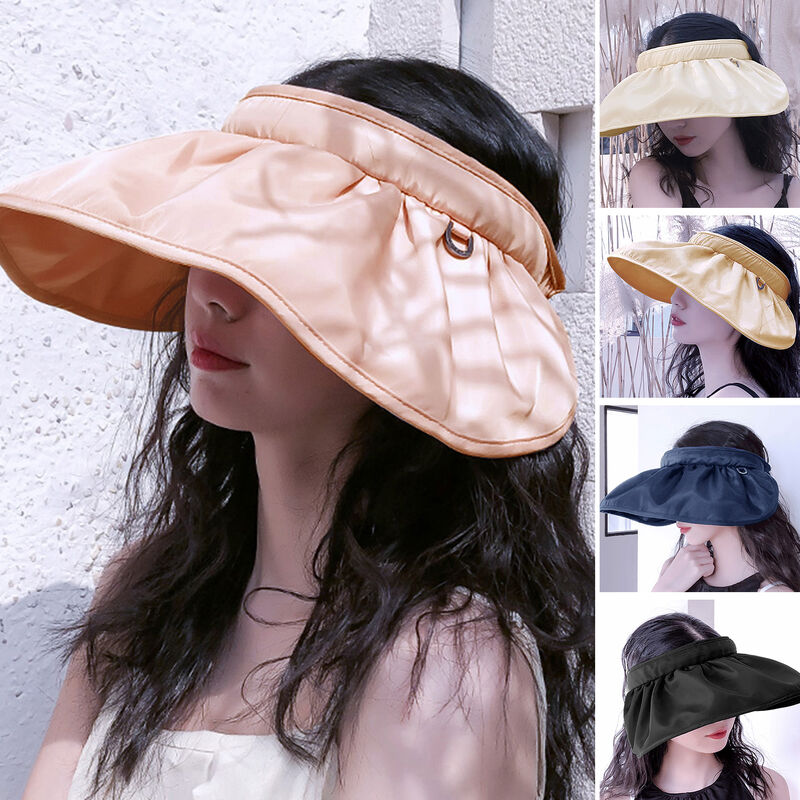 

Sombrero de visera 2 en 1 para mujer al aire libre, ala ancha enrollable, plegable, ajustable, proteccion UV, gorra de playa, diadema, sombrero para