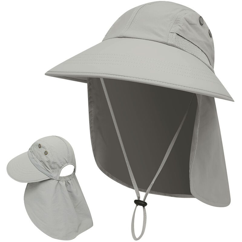 

Sombrero para el sol Proteccion UV Gorra de verano Ala ancha Para acampar Pesca Senderismo Safari Montanismo,Gris claro