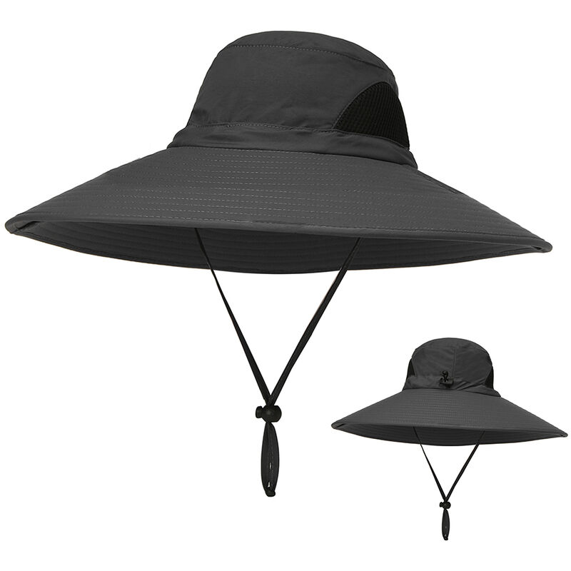 

Sombrero para exteriores de ala ancha, transpirable, caza, pesca, safari, sombrero para el sol, gorra,Gris oscuro