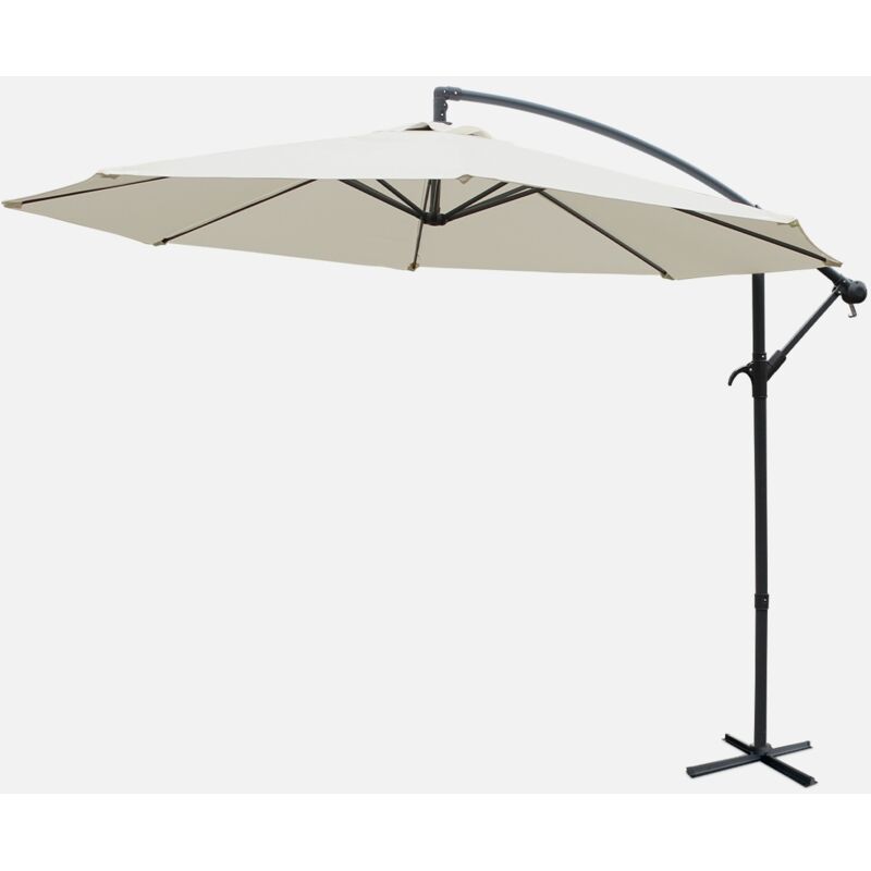 

Alice's Garden - Sombrilla redonda Ø300cm - Hardelot - Crudo - Manivela anti-retorno | Tejido repelente al agua | Fácil de usar - Crudo