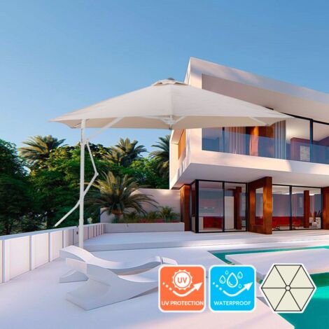 ELIOS PARASOLS Sombrilla 3x3 poste lateral descentrado blanco Napili