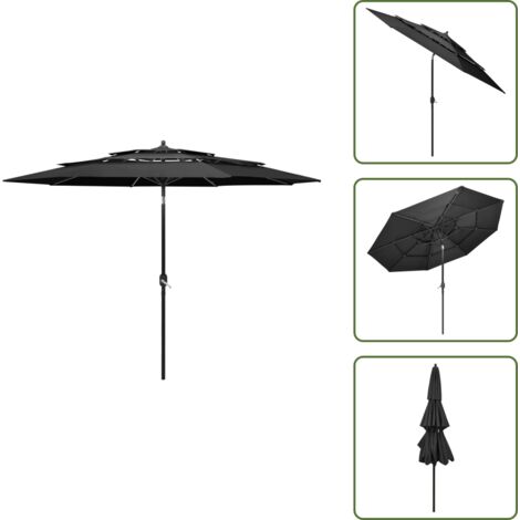 Sombrilla anti UV - vidaXL Sombrilla jardín 3 niveles con palo de aluminio antracita 3 m - Sombrilla para terraza