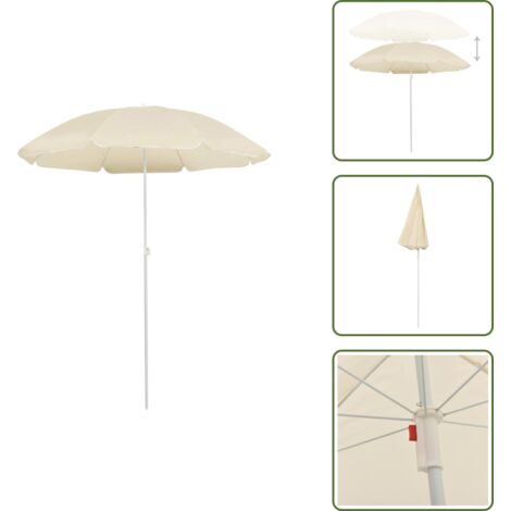 Sombrilla arena - vidaXL Sombrilla de jardín con palo de acero arena 180 cm - Sombrilla con función de inclinación