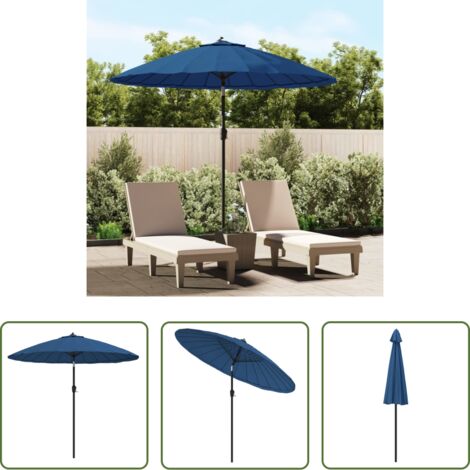 Sombrilla azul -  Sombrilla de jardín con palo de aluminio azul azure 270 cm