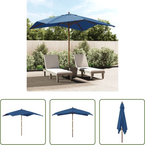 Sombrilla azul -  Sombrilla de jardín poste de madera azul azure 300x300x273 cm