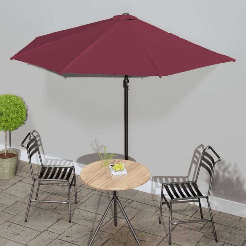 

Youthup - Sombrilla balcón semicircular aluminio burdeos 300x150x253 cm - Rojo