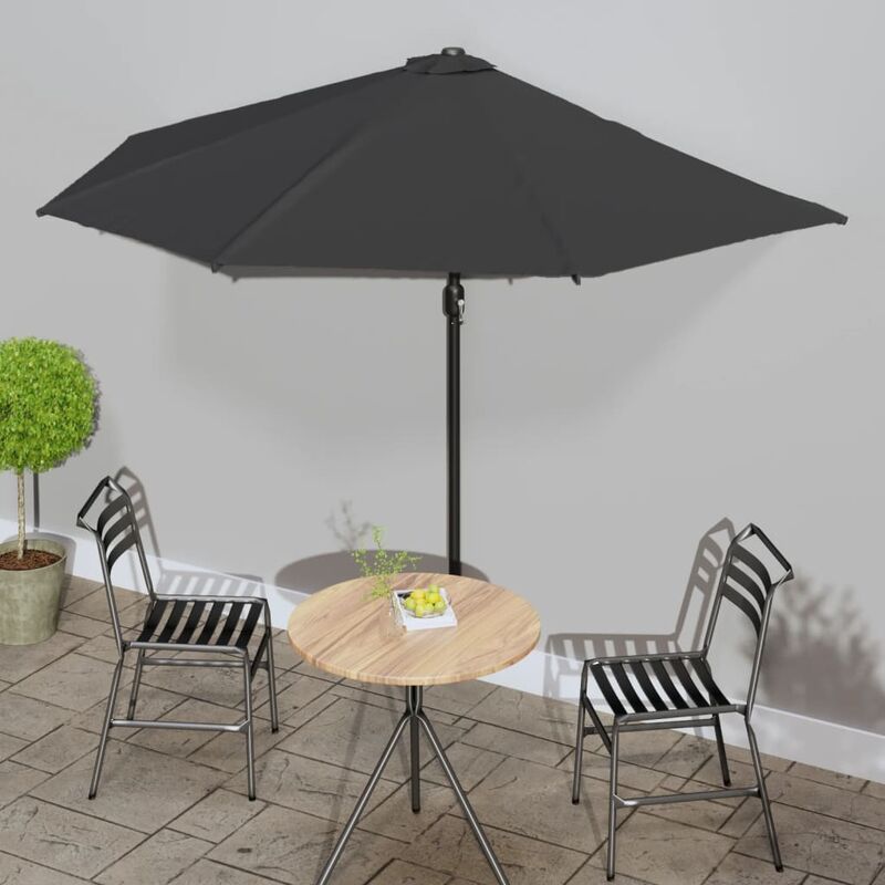 

Youthup - Sombrilla balcón semicircular palo aluminio negro 300x150x253cm - Negro