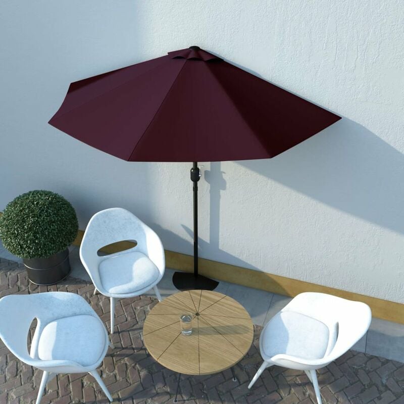 

Sombrilla balcon semicircular aluminio burdeos 270x135x245 cm