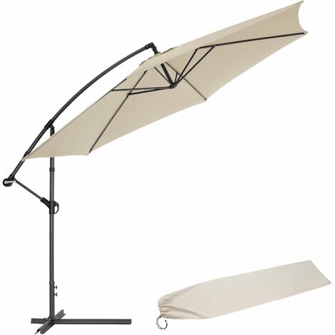 Sombrilla 350cm - parasol excéntrico de jardín, sombrilla metálica para terraza con funda, quitasol con inclinación graduable
