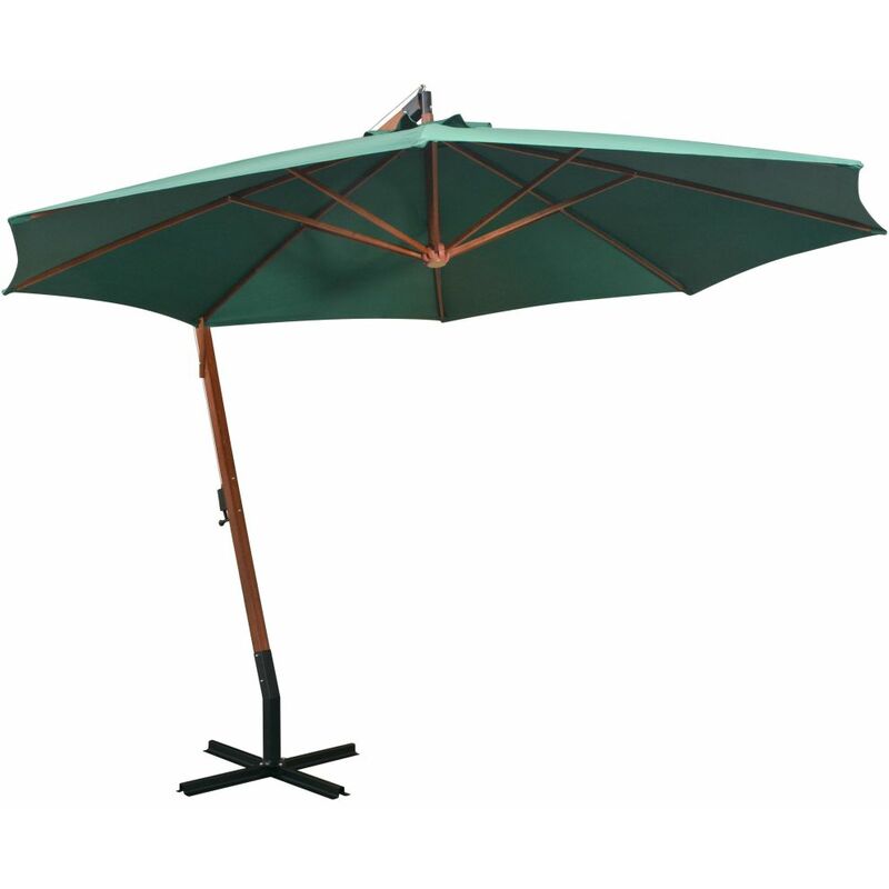 

Sombrilla colgante 350 cm con palo de madera verde