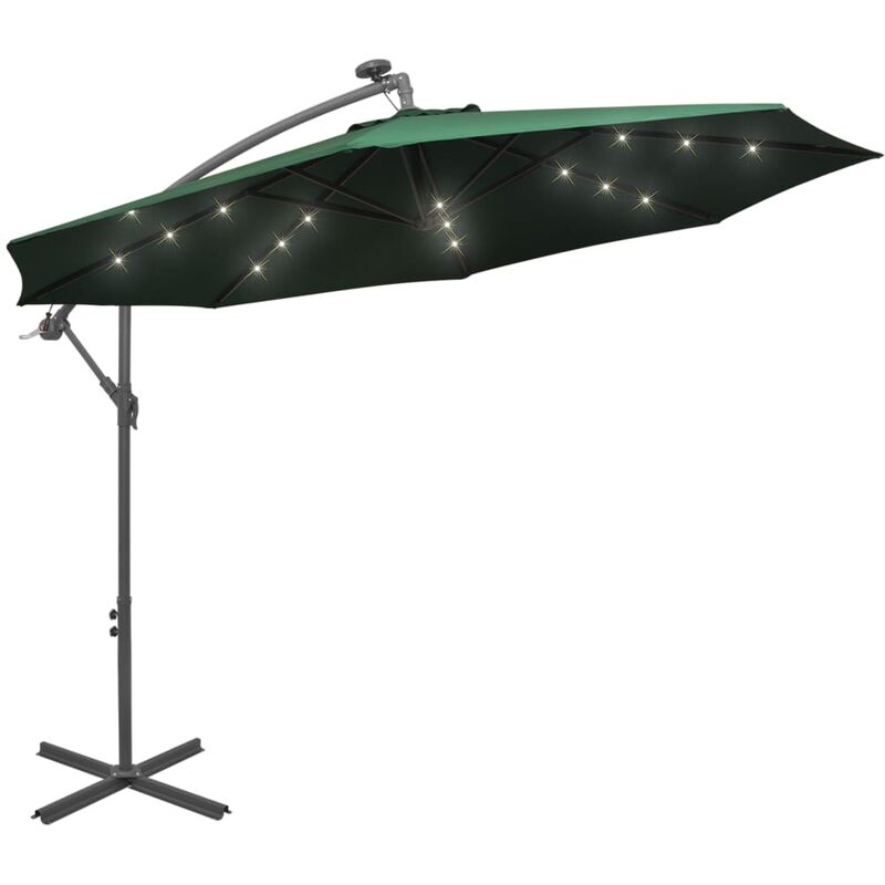 

Sombrilla colgante con luces LED y palo metálico 300 cm verde