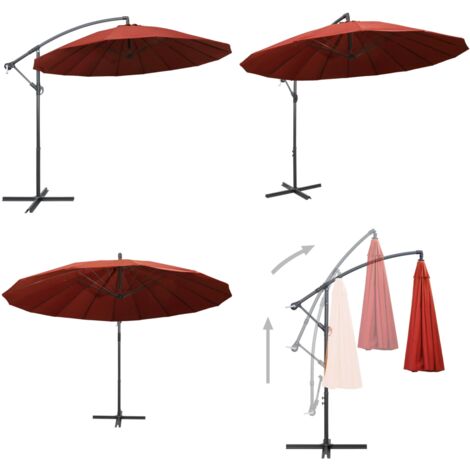 Sombrilla colgante con palo de aluminio color terracota 3 m - Sombrilla de jardín - Sombrilla terracota