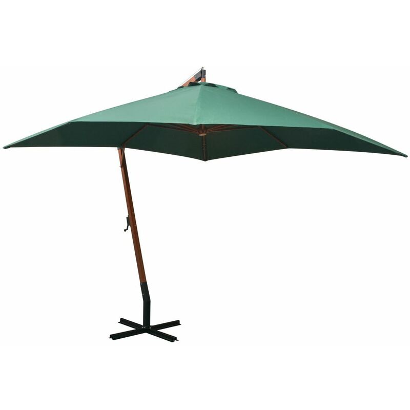 

Sombrilla colgante con palo de madera 300x300 cm verde