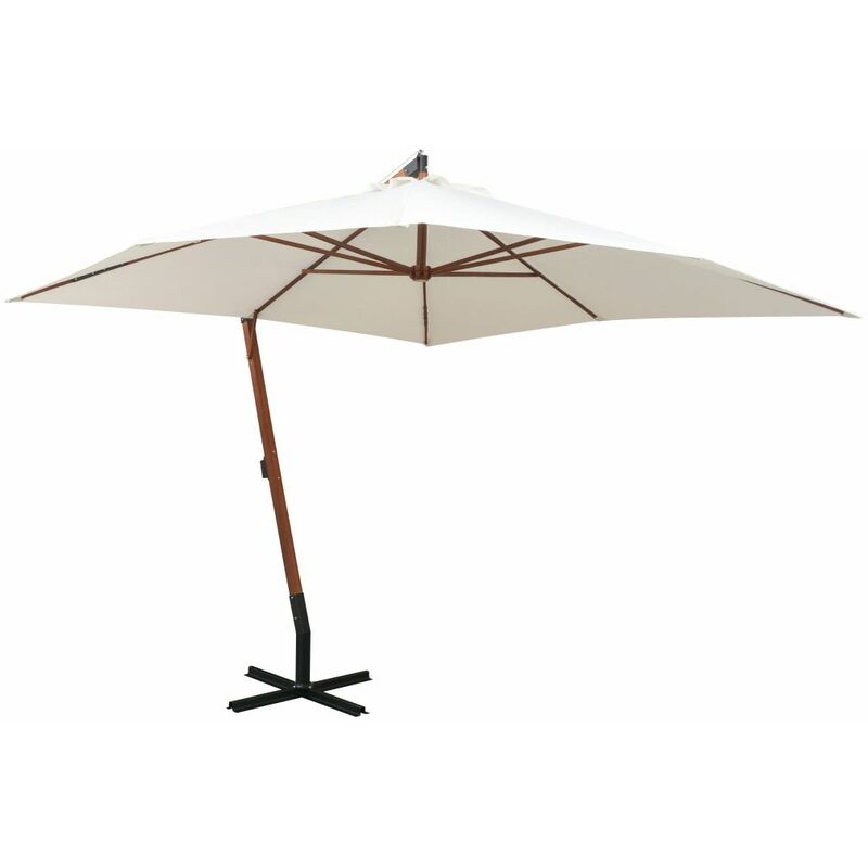 

Sombrilla colgante con palo de madera blanca 300x300 cm