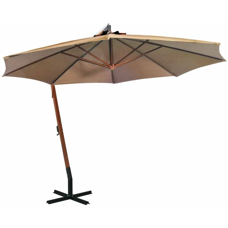 

Sombrilla colgante con palo madera abeto gris taupe 3,5x2,9 m