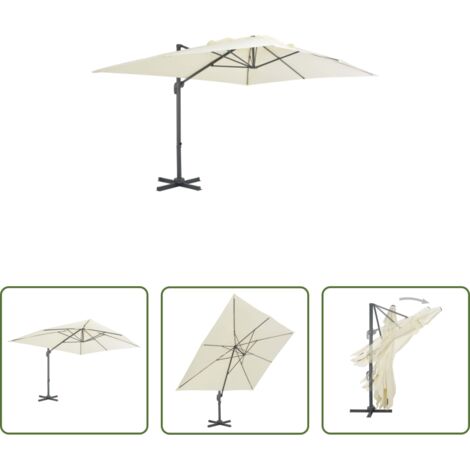 Sombrilla colgante -  Sombrilla de jardín voladiza con poste de aluminio 400x300 cm Arena