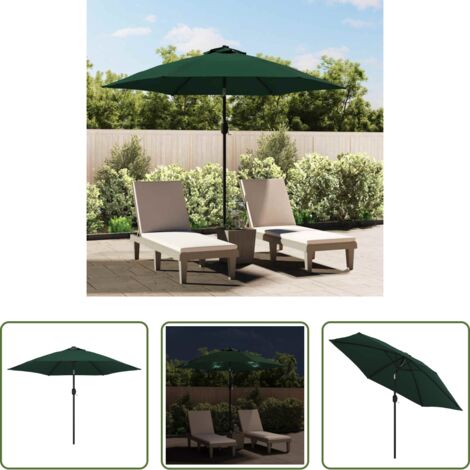 Sombrilla con LED -  Sombrilla voladiza de jardín con LED verde 3 m