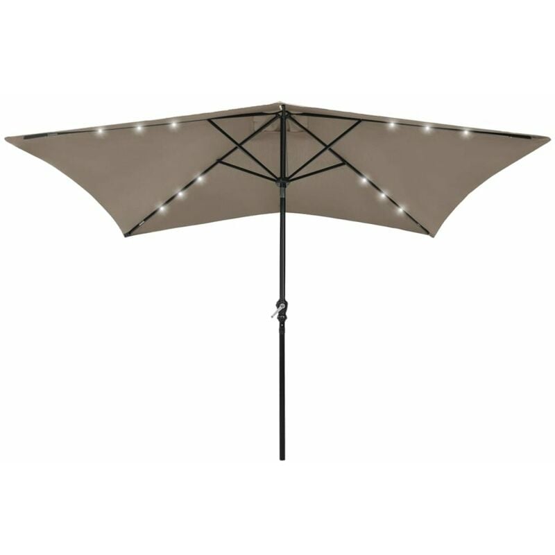 

Sombrilla con LED y poste de acero gris taupe 2x3 m