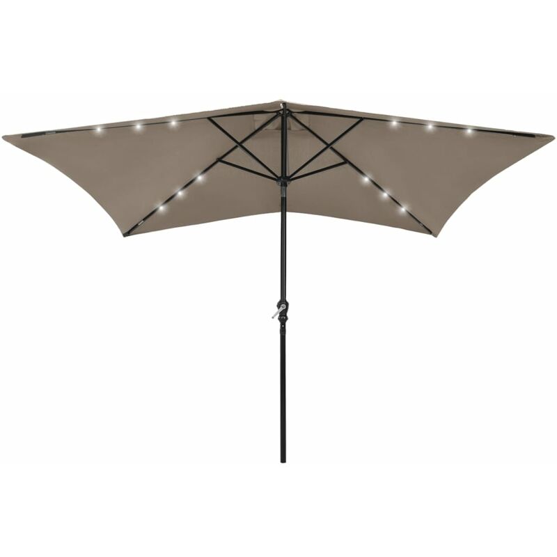 

Sombrilla con LED y poste de acero gris taupe 2x3 m