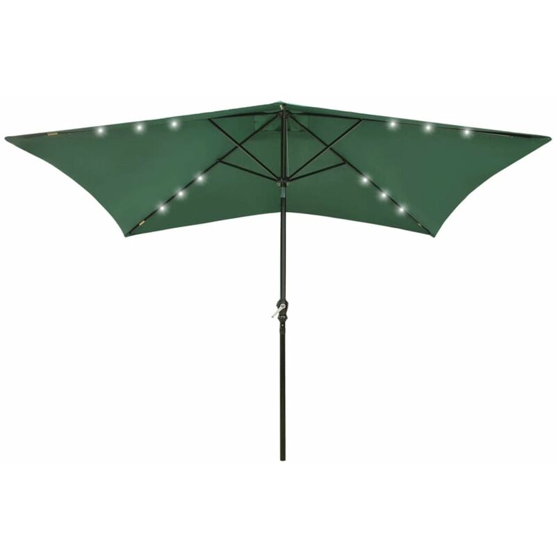 

Sombrilla con LED y poste de acero verde 2x3 m