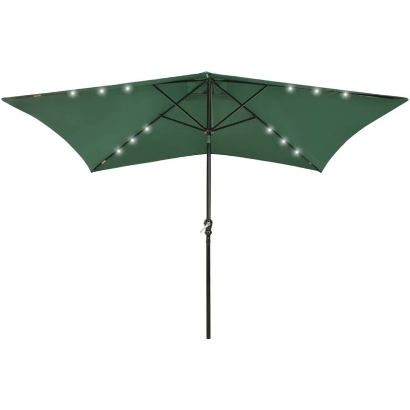 

Sombrilla con LED y poste de acero verde 2x3 m