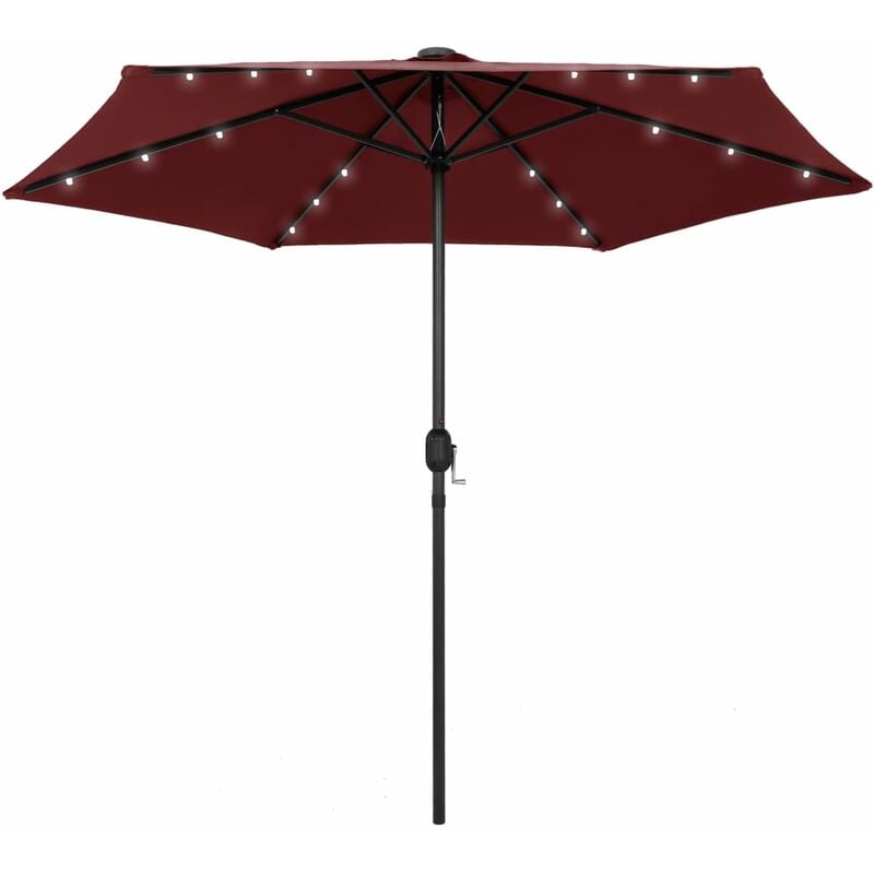 

Sombrilla con luces LED y palo de aluminio burdeos 270 cm
