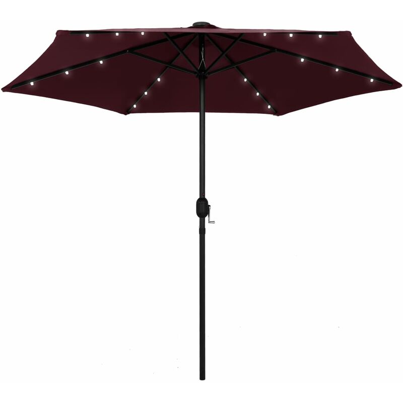 

Sombrilla con luces LED y palo de aluminio burdeos 270 cm