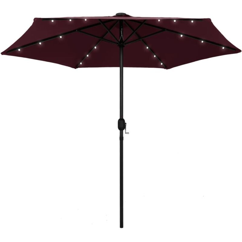 

vidaXL Sombrilla con luces LED y palo de aluminio burdeos 270 cm - Rojo
