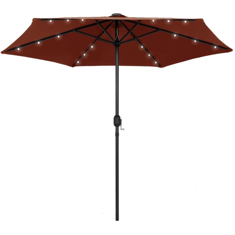 

vidaXL Sombrilla con luces LED y palo de aluminio terracota 270 cm - Rojo