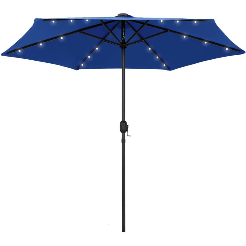 

vidaXL Sombrilla con luces LED y palo de aluminio azul azure 270 cm - Azul