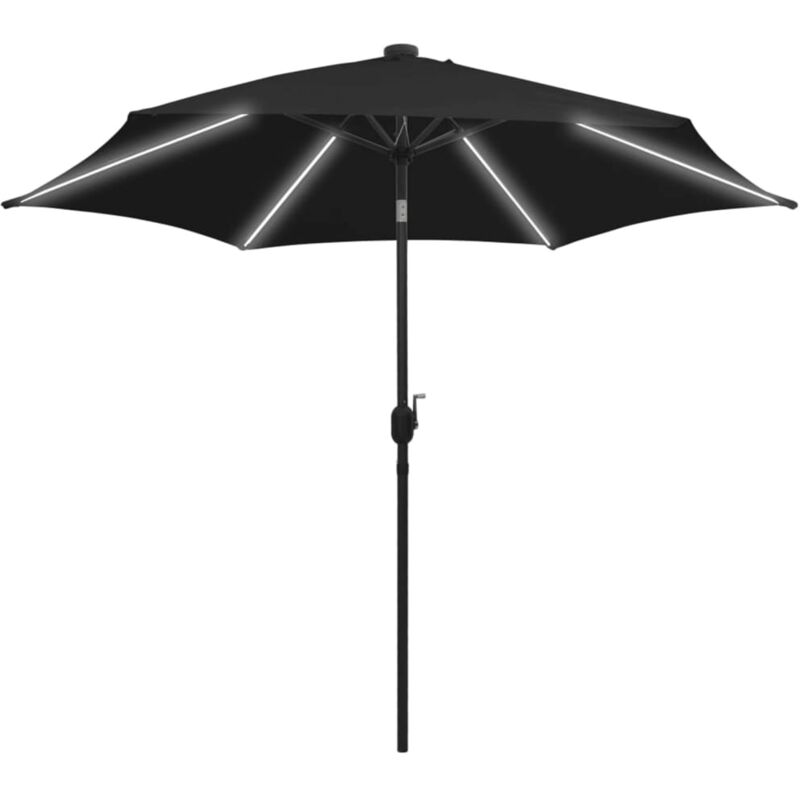 

vidaXL Sombrilla con luces LED y palo de aluminio negro 300 cm - Negro