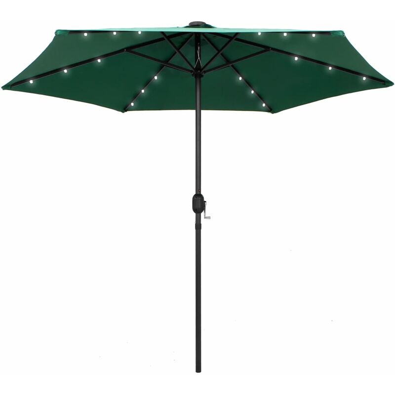 

Sombrilla con luces LED y palo de aluminio verde 270 cm