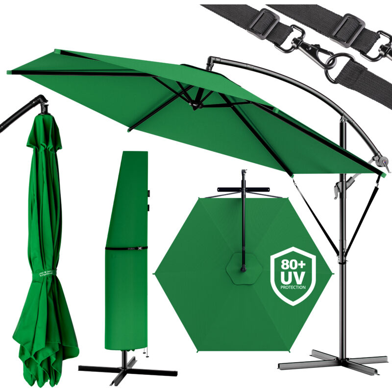 

Kingsleeve - Sombrilla inclinable con Manivela y Base en cruz Mástil desmontable de aluminio Ø 300-350cm Colores varios Verde 1, 300 cm - Verde 1