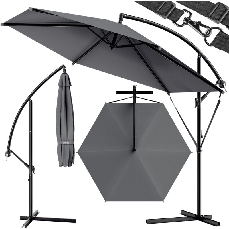 

Kingsleeve - Sombrilla inclinable con Manivela y Base en cruz Mástil desmontable de aluminio Ø 300-350cm Colores varios Antracita, 350 cm - Antracita