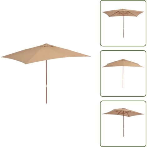 Sombrilla con palo de madera - vidaXL Sombrilla de jardín con palo de madera gris taupe 200x300 cm - Sombrilla impermeable