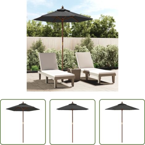 Sombrilla con poste de madera -  Sombrilla jardín con poste de madera gris antracita 196x231 cm