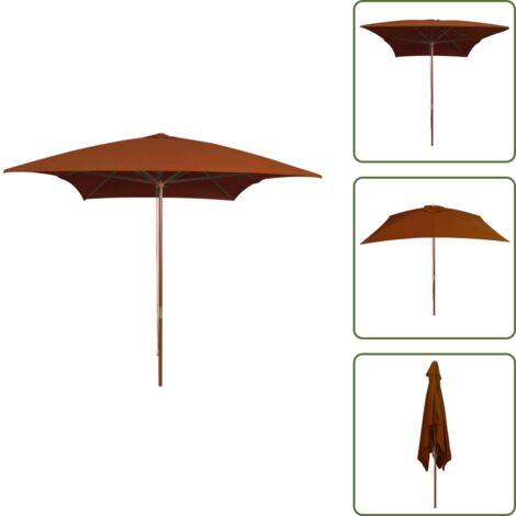 Sombrilla con protección UV - vidaXL Sombrilla de jardín con palo de madera terracota 200x300 cm - Sombrilla de jardín con palo