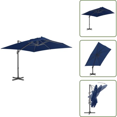 Sombrilla con protección UV - vidaXL Sombrilla voladiza con poste de aluminio azul marino 3x3 m - Sombrilla con poste de aluminio