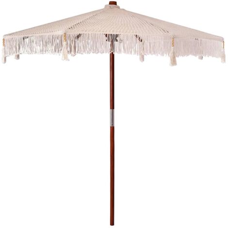 Sombrilla Crema (250-255) x 250 cm Algodón y madera maciza