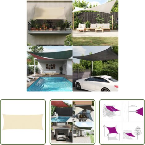 Sombrilla crema -  Toldo de vela crema HDPE 160 g/m² 2x5 m