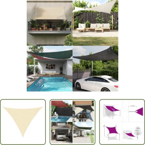 Sombrilla crema -  Toldo de vela crema HDPE 160 g/m² 3x3x4,2 m