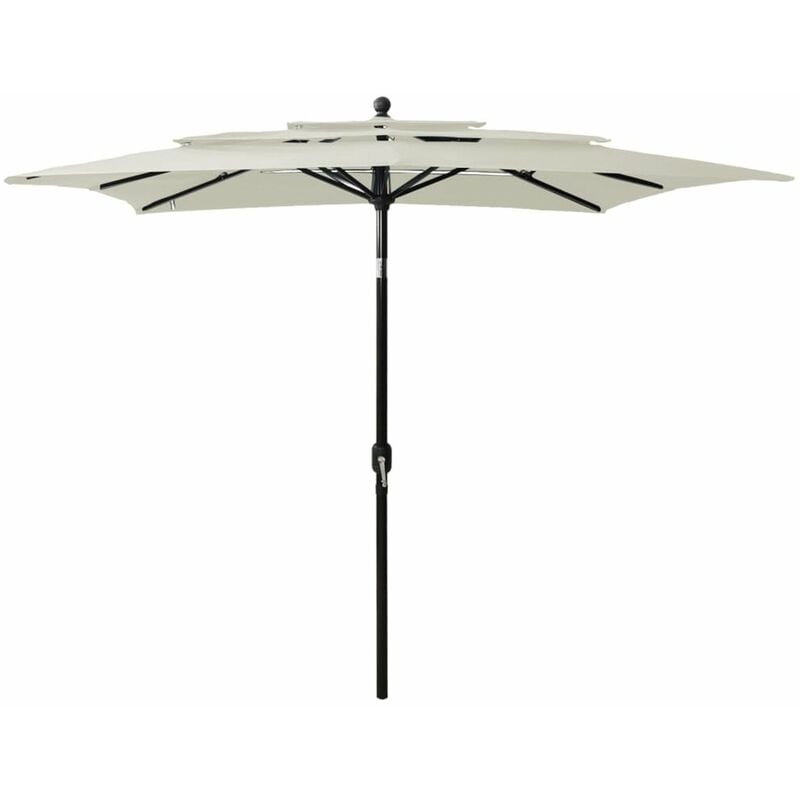 

Happyshopping - Sombrilla de 3 niveles con poste de aluminio arena 2,5x2,5 m