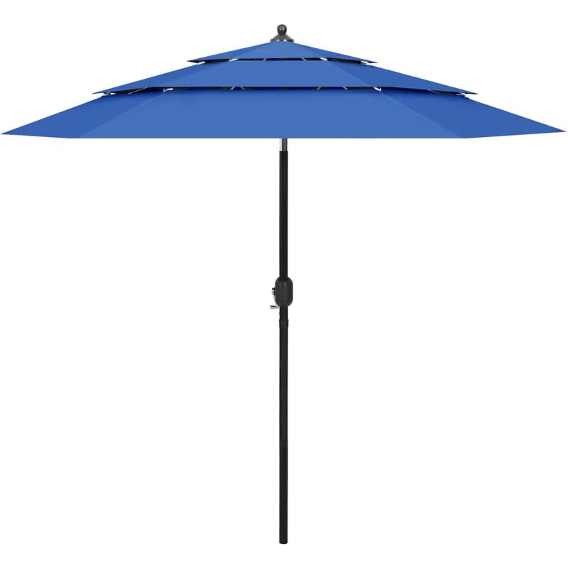 

Sombrilla de 3 niveles con poste de aluminio azul 2,5 m