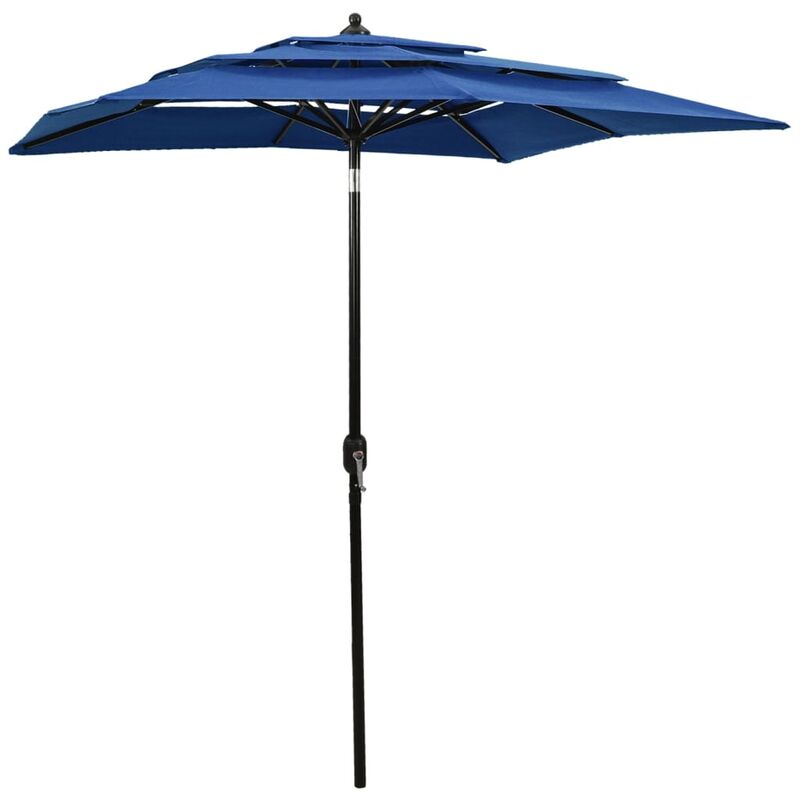 

Sombrilla de 3 niveles con poste de aluminio azul 2x2 m
