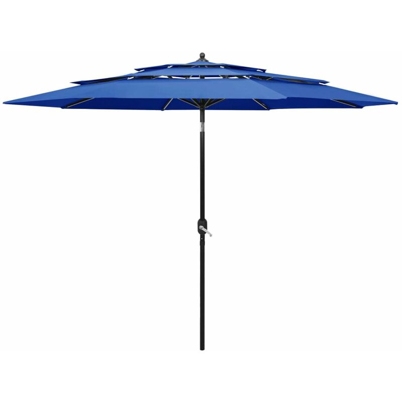

Sombrilla de 3 niveles con poste de aluminio azul 3 m