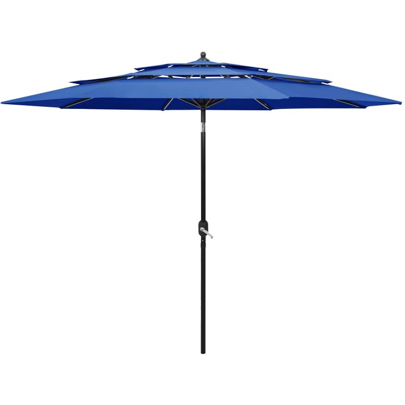 

Sombrilla de 3 niveles con poste de aluminio azul 3 m